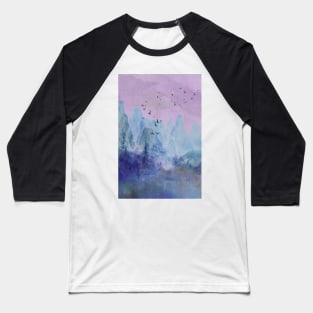 Pink Sunset Mountainscape Baseball T-Shirt